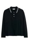 Frame Men's Light Pique Polo Shirt In Black