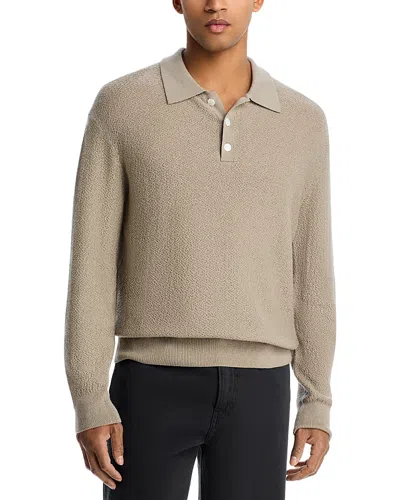 Frame Long Sleeve Polo Sweater In Brown