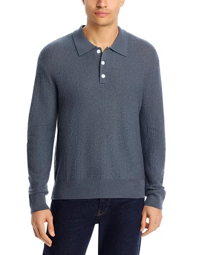 Frame Long Sleeve Polo Sweater In Gray
