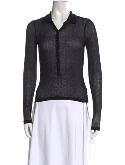 Pre-owned Frame Long Sleeve Polo W/ Tags In Black