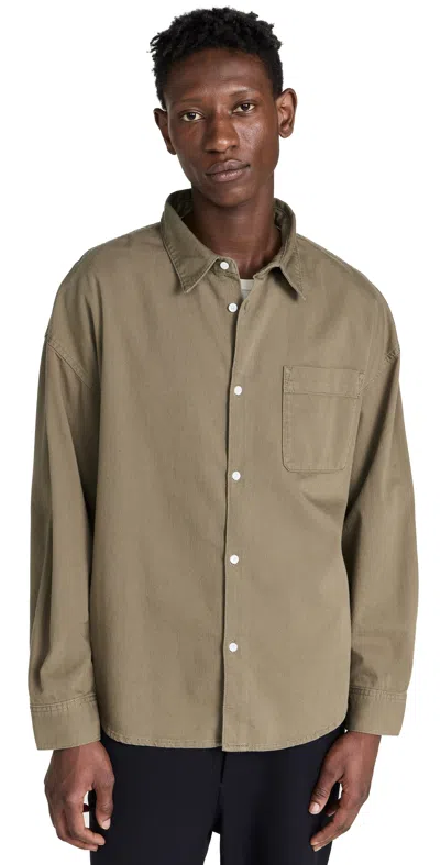 Frame Long Sleeve Relaxed Denim Shirt Taupe