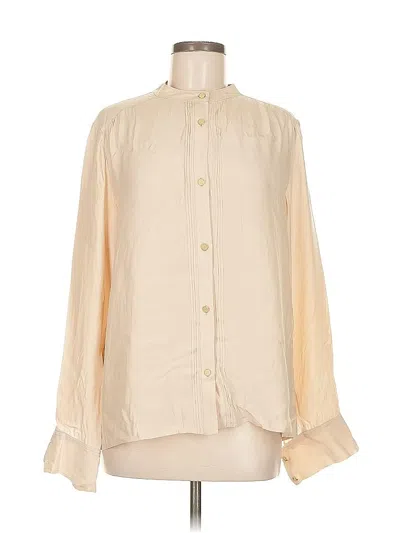 Pre-owned Frame Long Sleeve Silk Top Ivory High Neck Tops In White