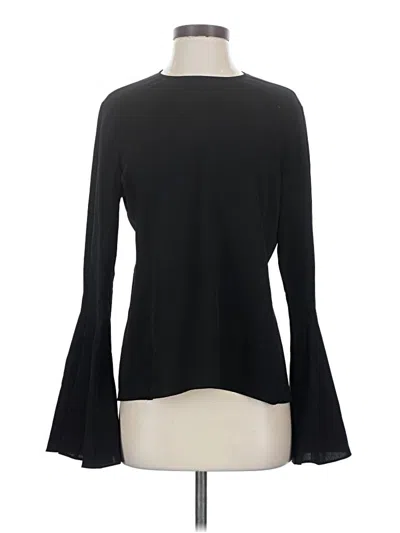 Pre-owned Frame Long Sleeve Top Black Solid Pattern Keyhole Neckline Tops