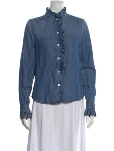 Pre-owned Frame Long Sleeve Top In Blue