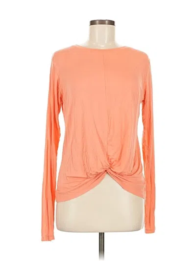 Pre-owned Frame Long Sleeve Top Tan Keyhole Neckline Tops In Brown