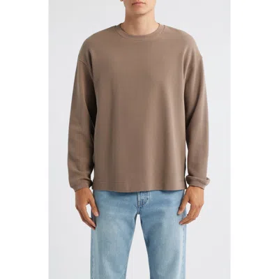 Frame Long Sleeve Waffle Stitch T-shirt In Brown