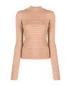 Frame Womens Silk Blend Smocked Mock Turtleneck Sweater In Nude