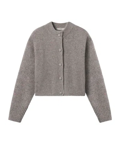 Frame Long-sleeve Cashmere Cardigan In Gray