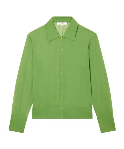 Frame Long-sleeved Blended Cardigan In Green