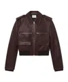 Frame Long-sleeved Leather Jacket In Brown