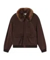 Frame Long-sleeved Leather Jacket In Brown