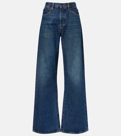 Frame Loose Low-rise Wide-leg Jeans In Blue