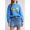 Frame Womens Washed Bright Blue Vintage Graphic-print Cotton-blend Sweatshirt In Washed Bright Blue
