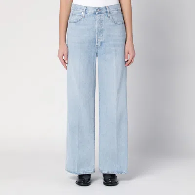 Frame Low Baggy Wide Leg Jeans In Organic Denim In Blue