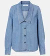Frame Low Collar Denim Shirt In Blue