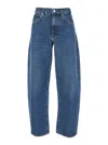 Frame Womens Caramia Low Slung Barrel Straight-leg High-rise Recycled-denim Jeans In Blue