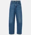 Frame Low-rise Barrel-leg Jeans In Blue