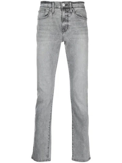 Frame Low-rise Skinny Jeans In Grey