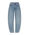 Frame Low-rise Tube Jeans In Gray
