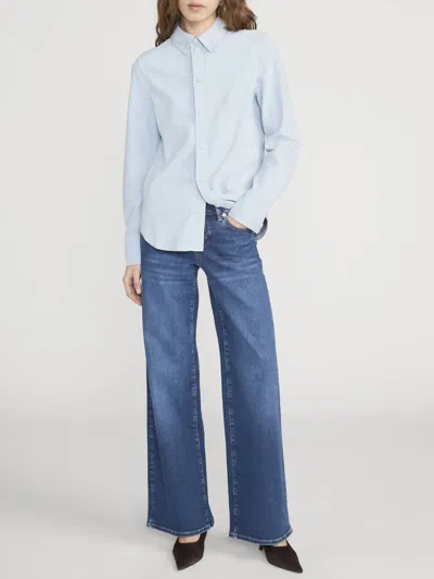 Frame Low Rise Wide Leg Palazzo Jeans In Femma In Blue
