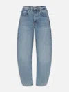 Frame Bubble Crop High Waist Wide-leg Jeans In Blue