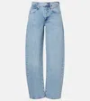 Frame Low Slung Mid-rise Barrel-leg Jeans In Blue