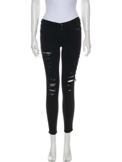 Pre-owned Frame Low-rise Skinny Leg Jeans In Black