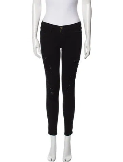Pre-owned Frame Low-rise Skinny Leg Jeans In Black