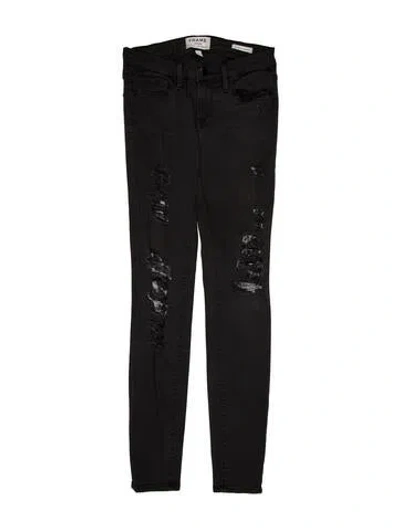 Pre-owned Frame Low-rise Skinny Leg Jeans In Black