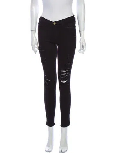 Pre-owned Frame Low-rise Skinny Leg Jeans In Black