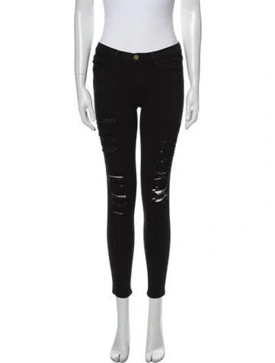 Pre-owned Frame Low-rise Skinny Leg Jeans In Black
