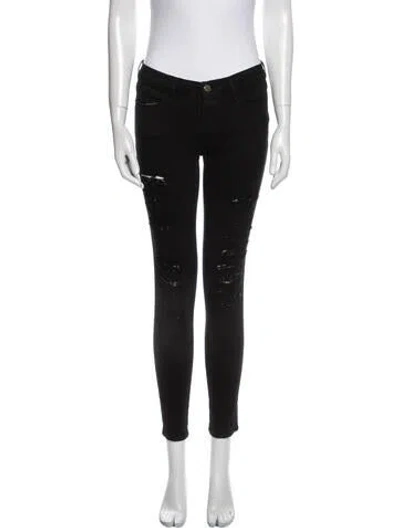 Pre-owned Frame Low-rise Skinny Leg Jeans In Black