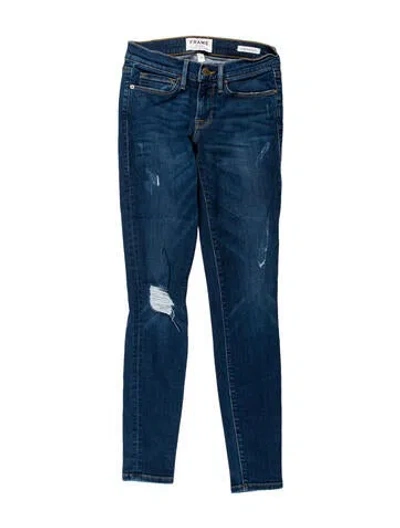 Pre-owned Frame Low-rise Skinny Leg Jeans In Blue