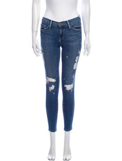 Pre-owned Frame Low-rise Skinny Leg Jeans In Blue