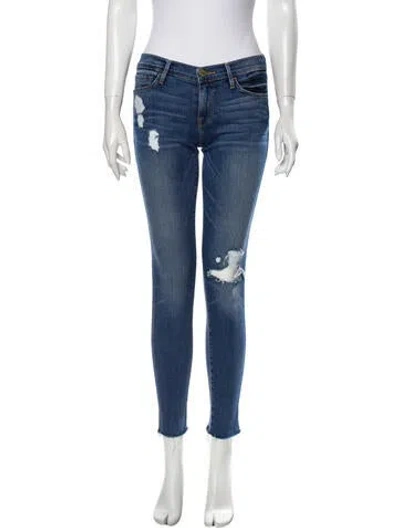 Pre-owned Frame Low-rise Skinny Leg Jeans In Blue