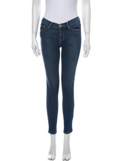 Pre-owned Frame Low-rise Skinny Leg Jeans In Blue