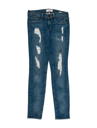 Pre-owned Frame Low-rise Skinny Leg Jeans In Blue