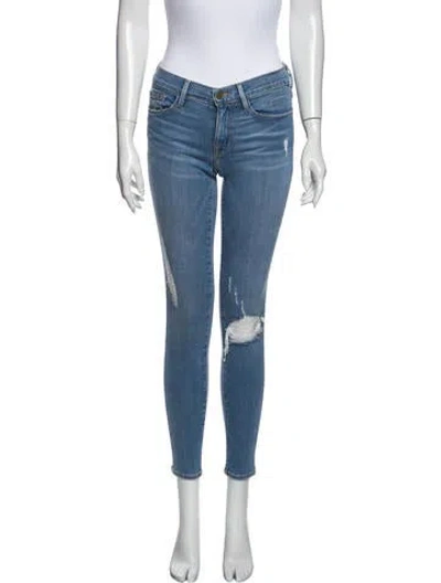 Pre-owned Frame Low-rise Skinny Leg Jeans In Blue