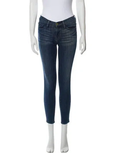 Pre-owned Frame Low-rise Skinny Leg Jeans In Blue