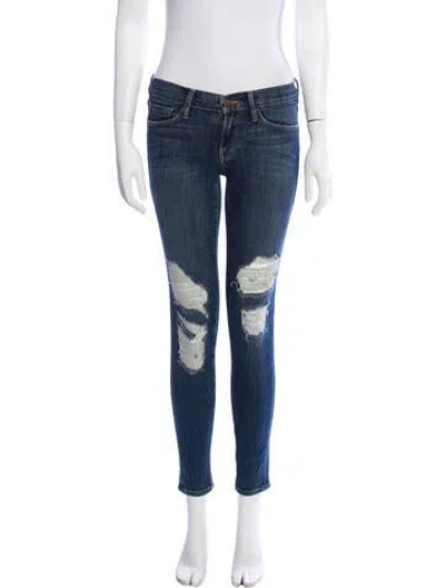 Pre-owned Frame Low-rise Skinny Leg Jeans In Blue