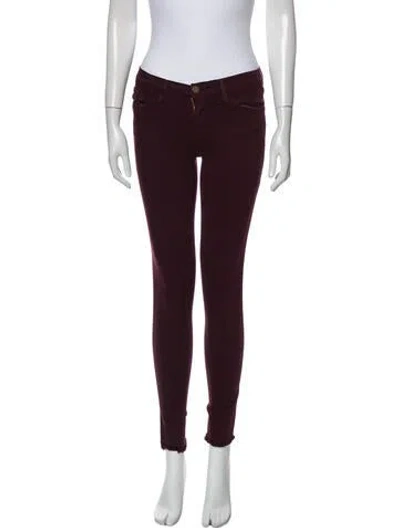 Pre-owned Frame Low-rise Skinny Leg Jeans In Burgundy