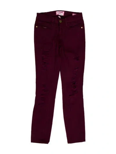 Pre-owned Frame Low-rise Skinny Leg Jeans In Burgundy