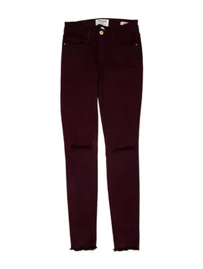 Pre-owned Frame Low-rise Skinny Leg Jeans In Burgundy