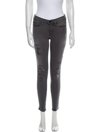 Pre-owned Frame Low-rise Skinny Leg Jeans In Gray