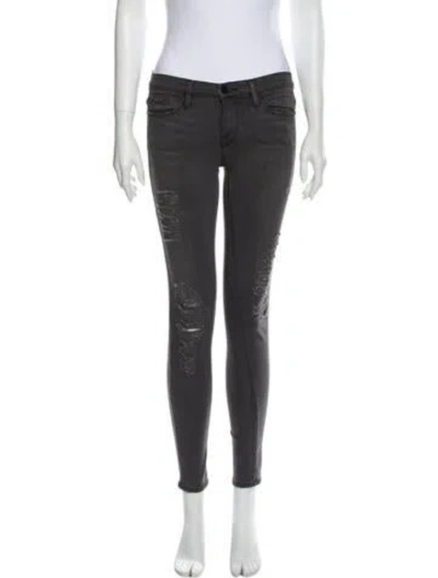 Pre-owned Frame Low-rise Skinny Leg Jeans In Gray