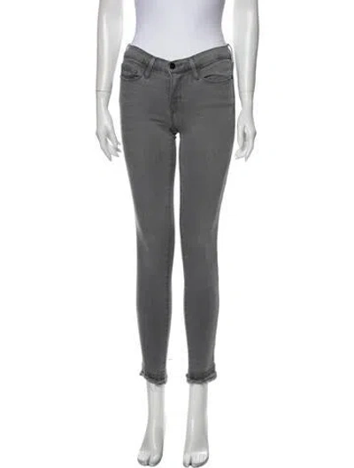 Pre-owned Frame Low-rise Skinny Leg Jeans In Gray