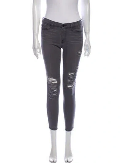 Pre-owned Frame Low-rise Skinny Leg Jeans In Gray