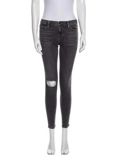 Pre-owned Frame Low-rise Skinny Leg Jeans In Gray