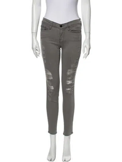 Pre-owned Frame Low-rise Skinny Leg Jeans In Gray