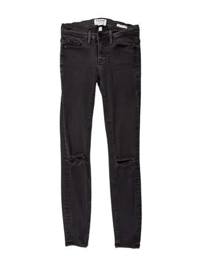 Pre-owned Frame Low-rise Skinny Leg Jeans In Gray